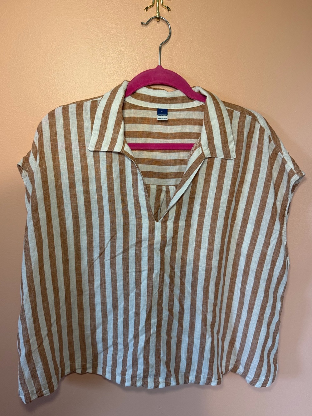 Old Navy Nude and White Striped Shirt
